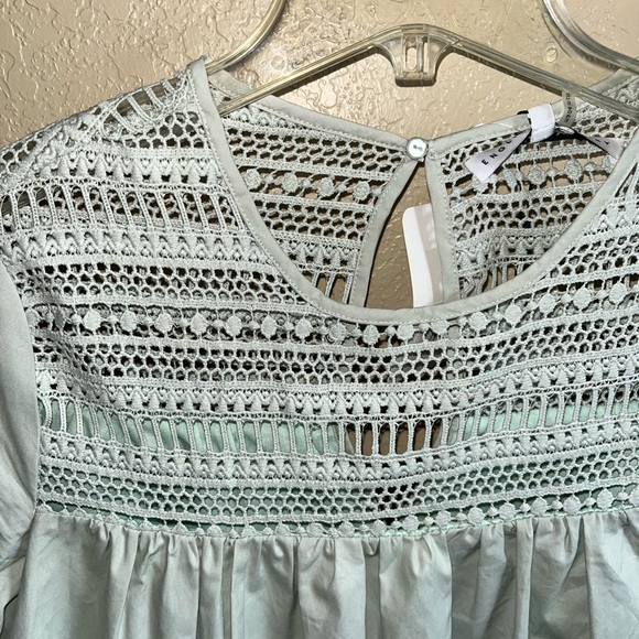 English Factory Lace Detail Mini Dress XS — Sage Poplin - Picture 5 of 15